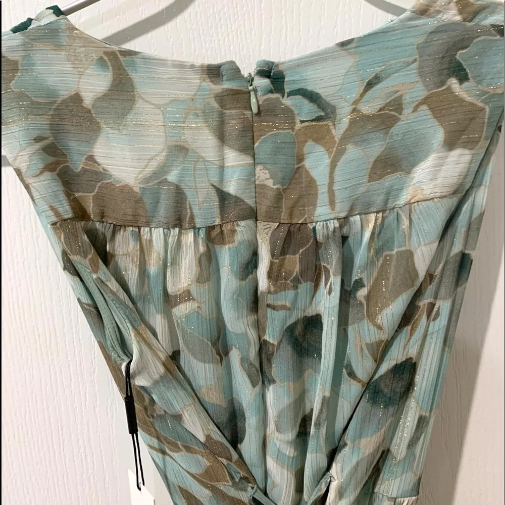 Calvin Klein Lurex Chiffon Floral Print Sleeveless Tiered Maxi Dress NWT - Picture 7 of 10